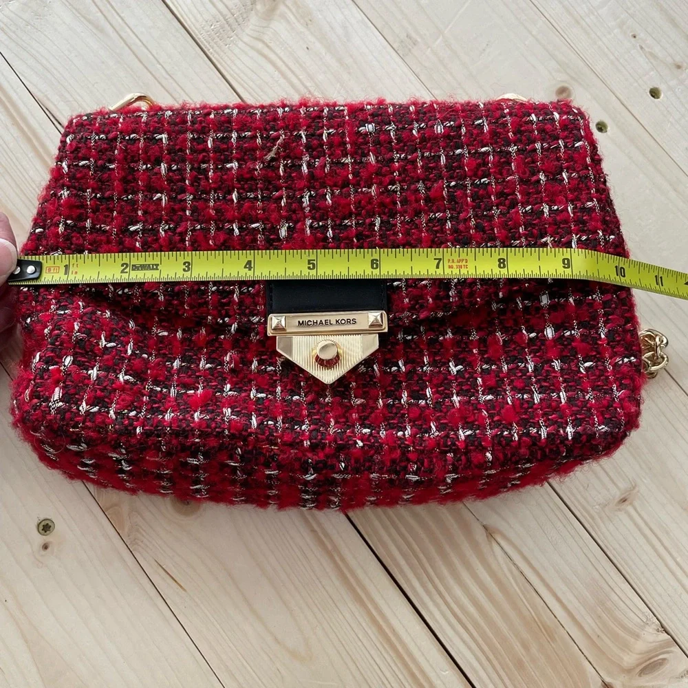 MICHAEL‎ KORS RED TWEED SOHO CHAIN CROSSBODY BAG